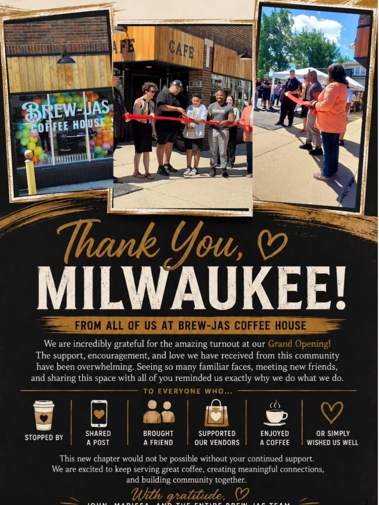 Brew-Jas Howell Avenue grand opening and thank-you to Milwaukee
